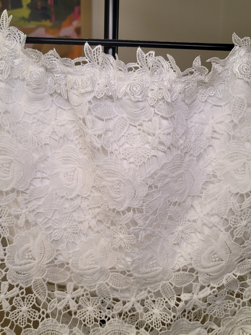 Festival Boho CroppedBell Sleeve Off Shoulder Crochet Lace Crop Top White Sz M - Picture 2 of 8